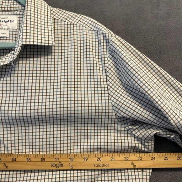 Mizzen + Main Leeward Dress Shirt Trim Fit Mens Size XLT Tall Check Performance - Picture 8 of 10